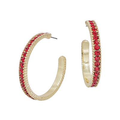 Gold Metal Hoop with Red Crystal Accents 2